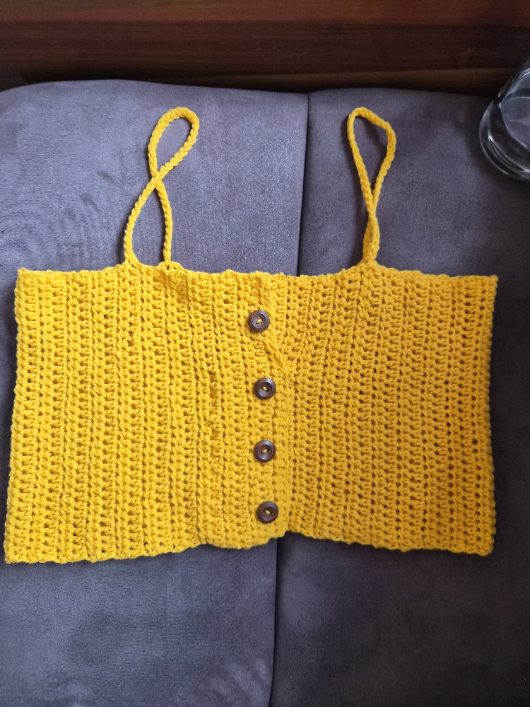 Bozcaada Üst – Hardal Sarısı El Örgüsü Crop Top