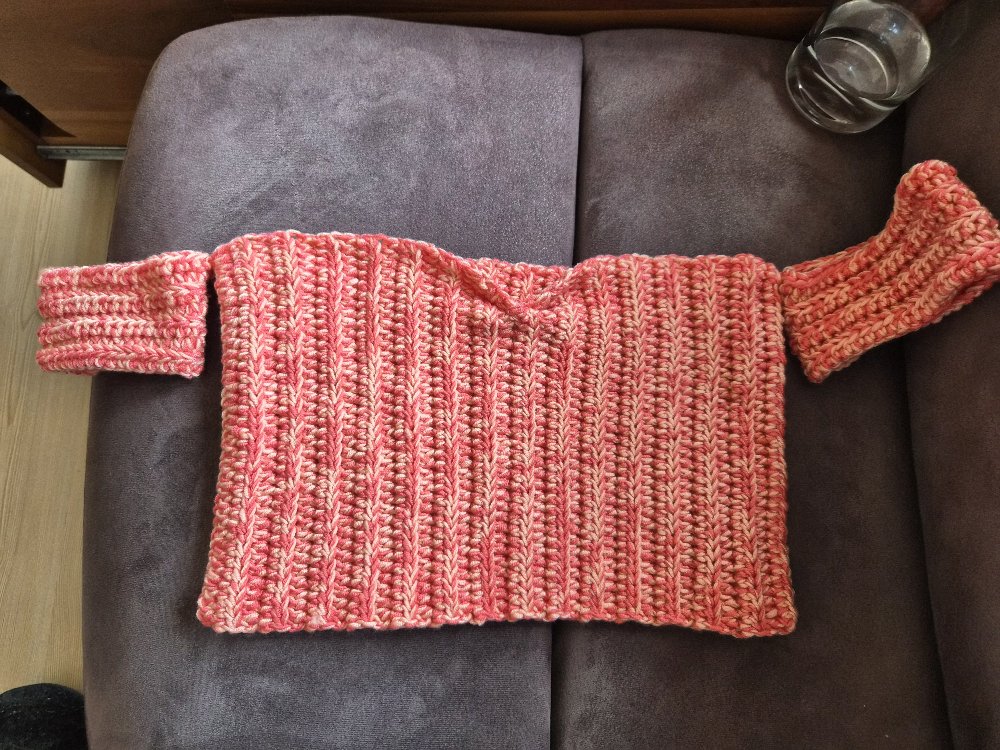 Cunda Üst – Kavun & Pembe El Örgüsü Crop Top
