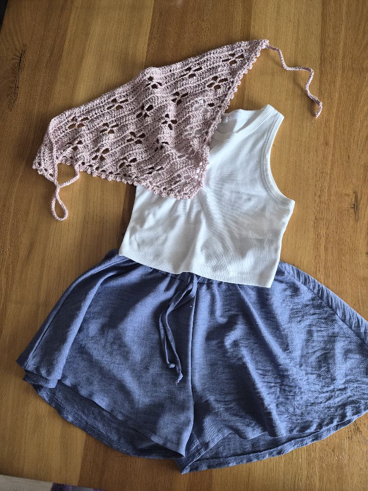 Simli Pembe El Yapımı Bandana