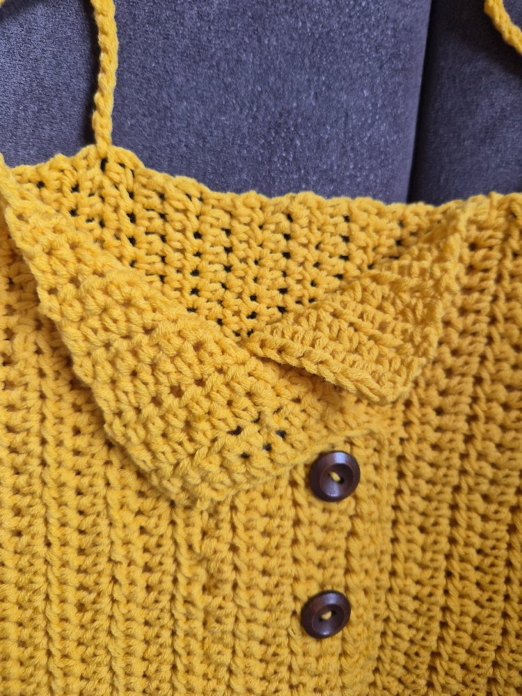 Bozcaada Üst – Hardal Sarısı El Örgüsü Crop Top