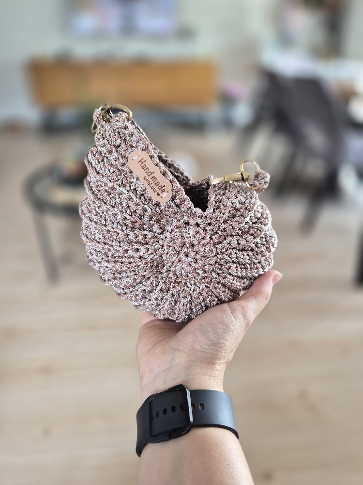 Rose Gold Shell Bag – Simli El Örgüsü Çanta