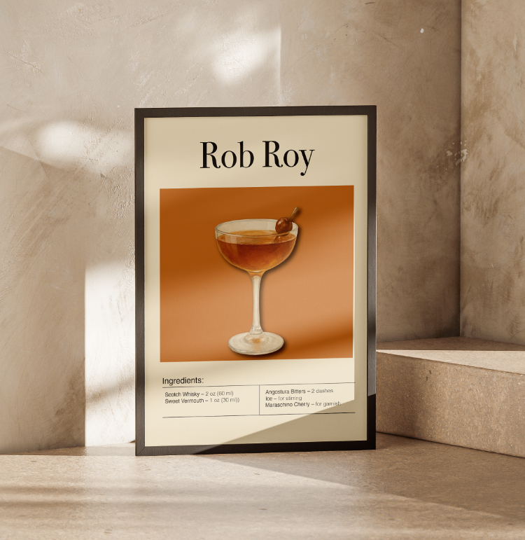 Rob Roy Cocktail Recipe Poster