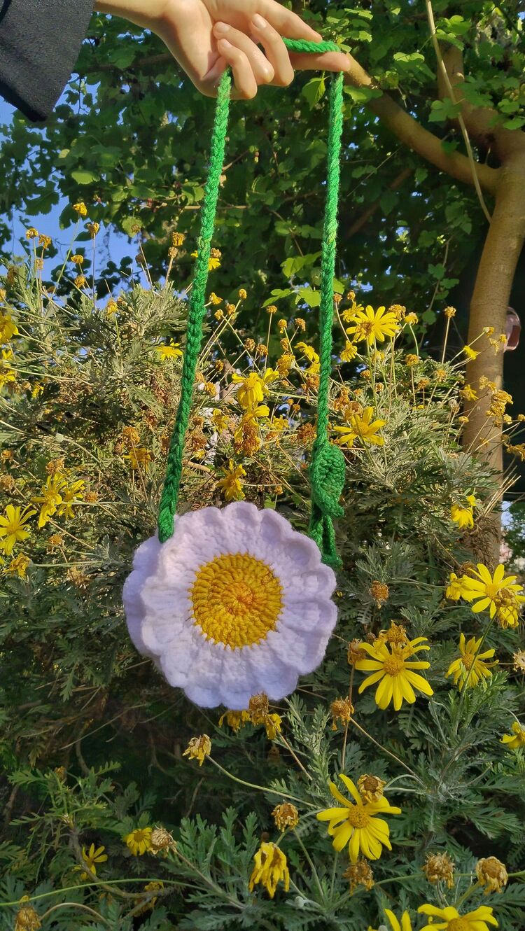Papatya minik çanta + 1 tane papatya toka