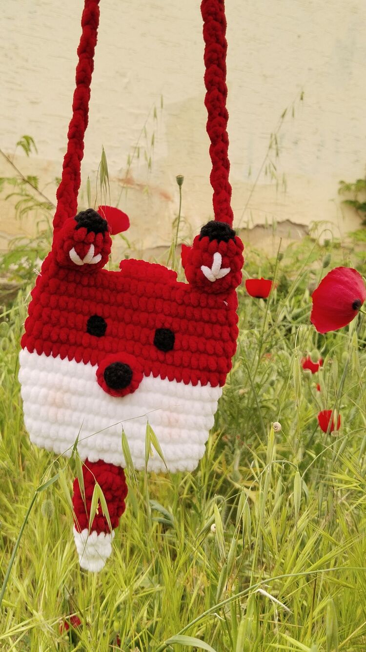 Kırmızı tilki model minik çanta