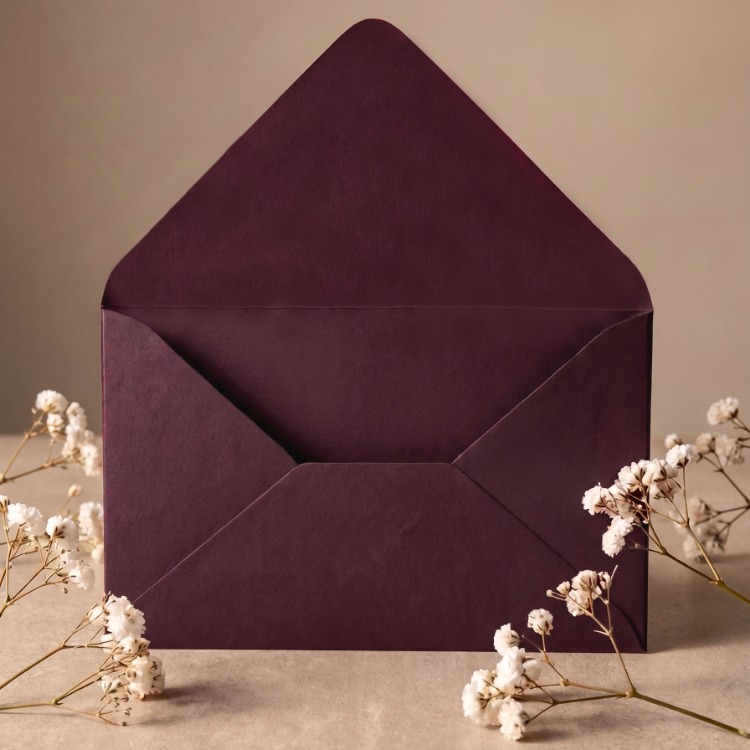 Premium Bordo Davetiye Zarfı - 500Adet