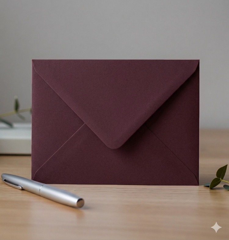 Premium Bordo Davetiye Zarfı - 500Adet