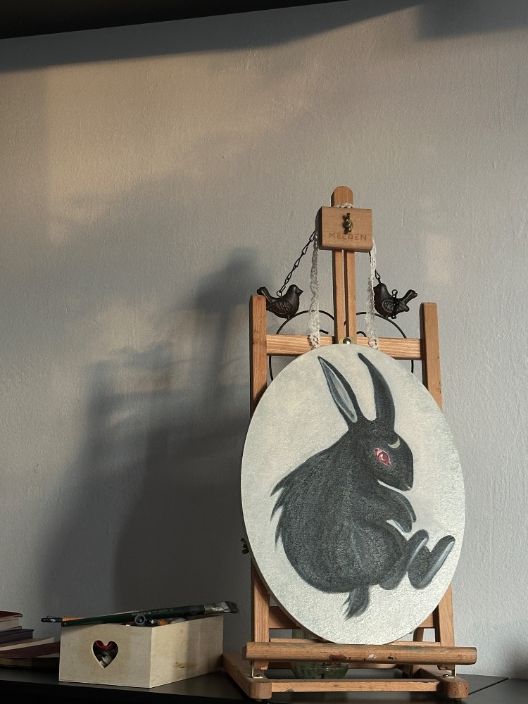 “Moon Rabbit” Original Oil Painting