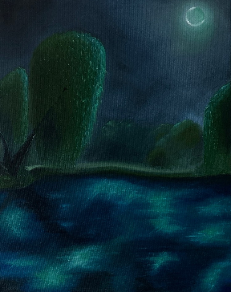 “The Silent Night & The Lake” Art Print 