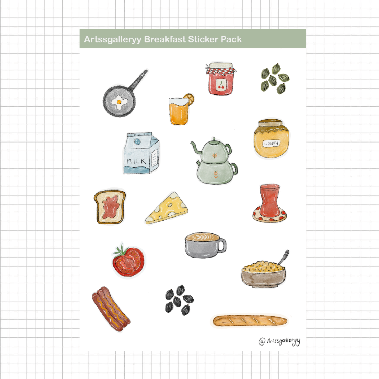Breakfast Sticker Pack 16 Adet 