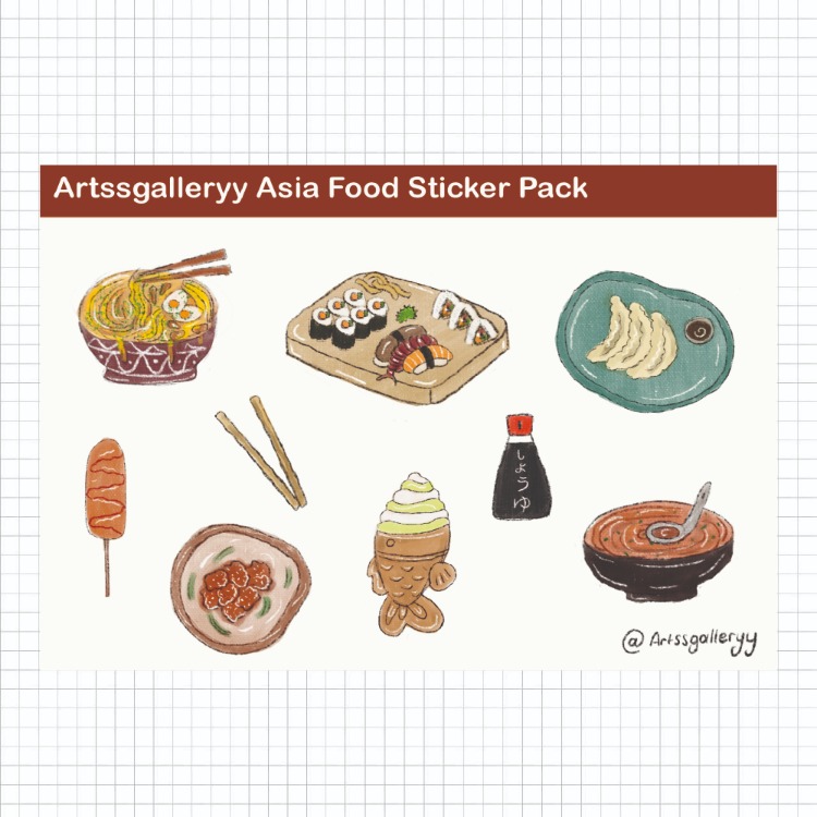 Asia Food Sticker Pack 9 Adet