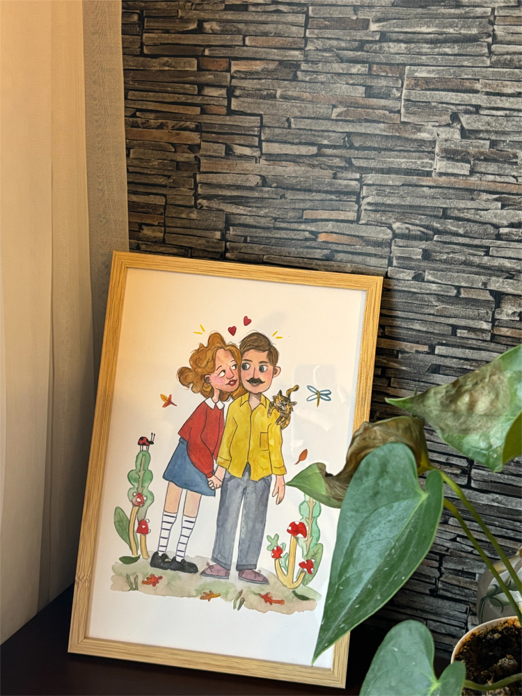 Çift illüstrasyon/çerçevesiz a4
