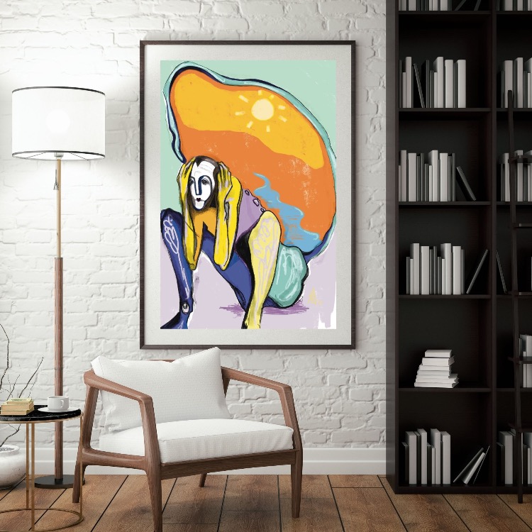 Surreal Figure Art Print, Colorful Contemporary Wall Art, Signed Numbered Fine Art Print. Have You F
