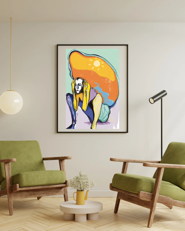 Surreal Figure Art Print, Colorful Contemporary Wall Art, Signed Numbered Fine Art Print. Have You F