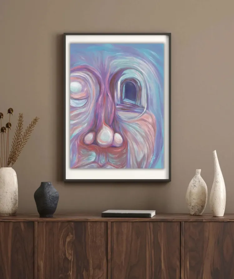 Surreal Figure Art Print, Colorful Contemporary Wall Art, Signed Numbered Fine Art Print. Gateway. 2