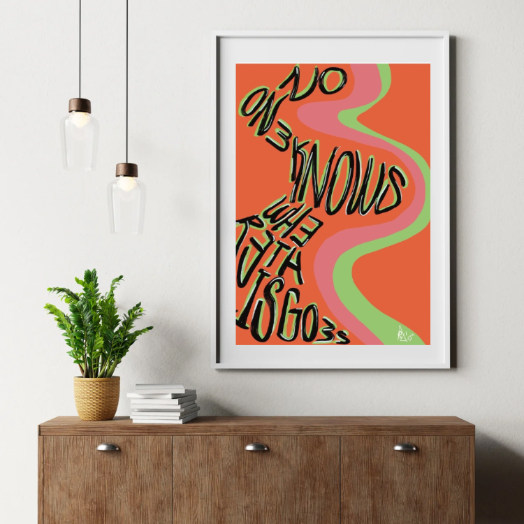 Colorful Contemporary Wall Art, Signed Numbered Fine Art Print. No One Knows Where This Goes. 2025.