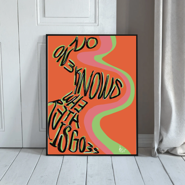 Colorful Contemporary Wall Art, Signed Numbered Fine Art Print. No One Knows Where This Goes. 2025.