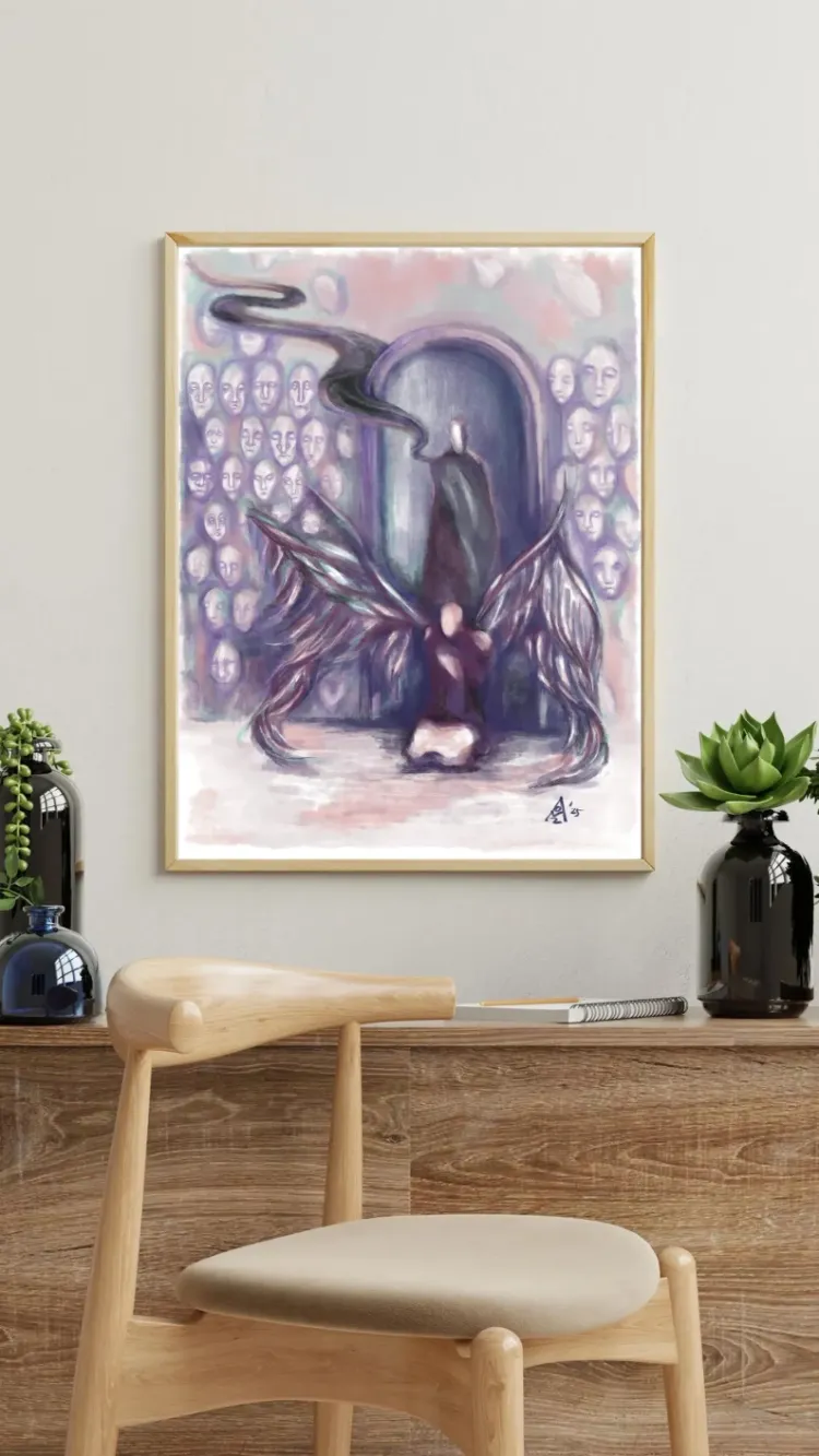 Surreal Figure Art Print, Colorful Contemporary Wall Art, Signed Numbered Fine Art Print. Name Givin