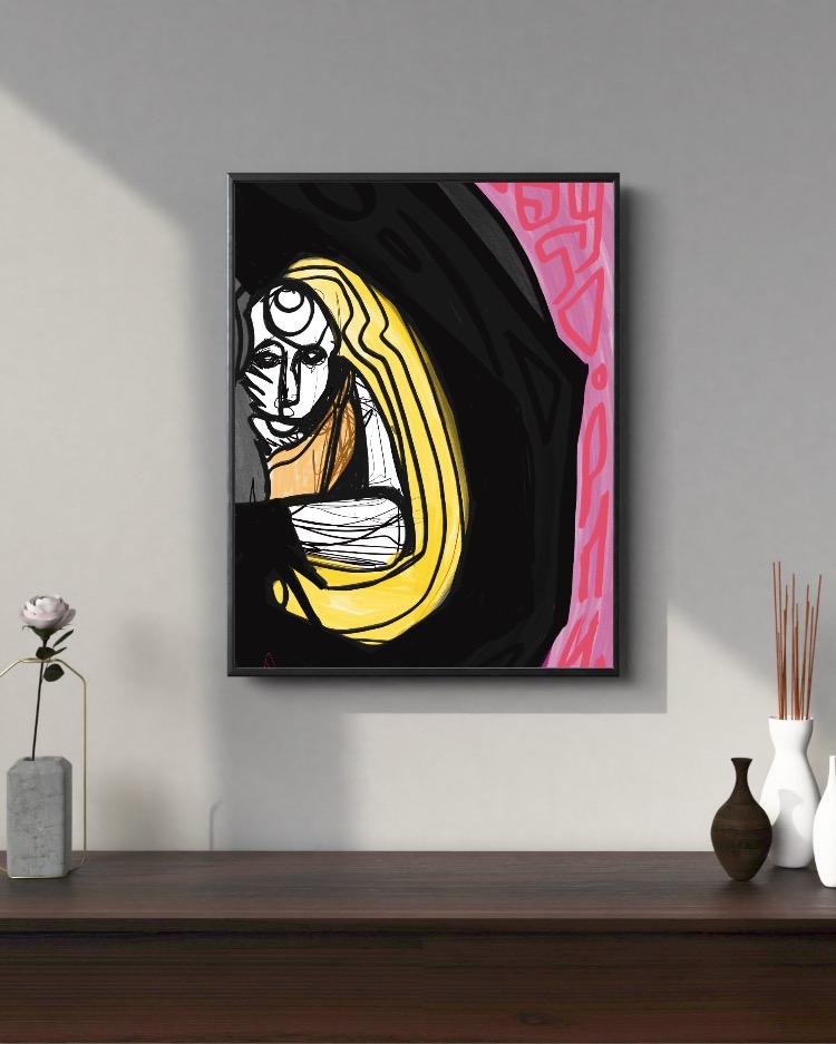 Surreal Figure Art Print, Colorful Contemporary Wall Art, Signed Numbered Fine Art Print. The Wait.