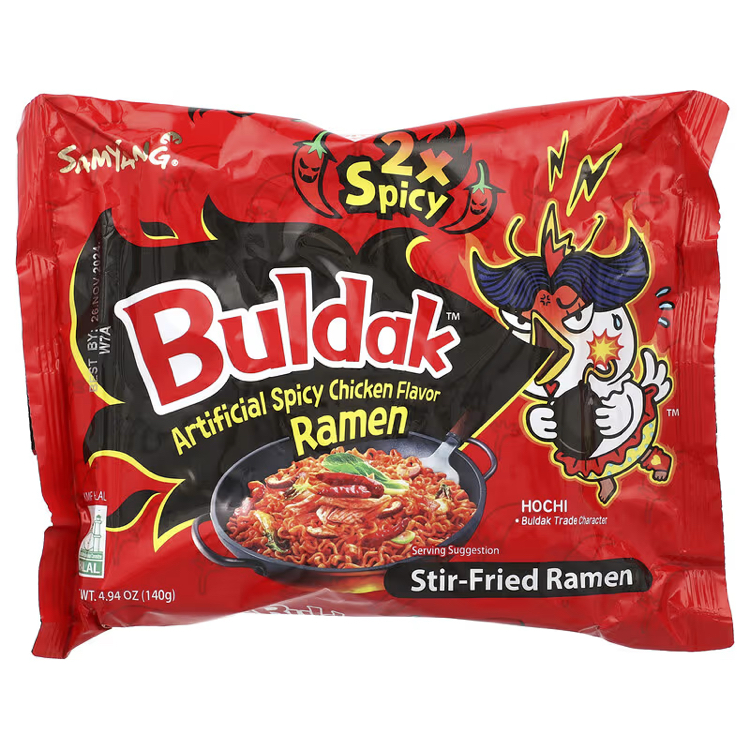 Buldak ramen noodle 2x baharatlı (Kırmızı)