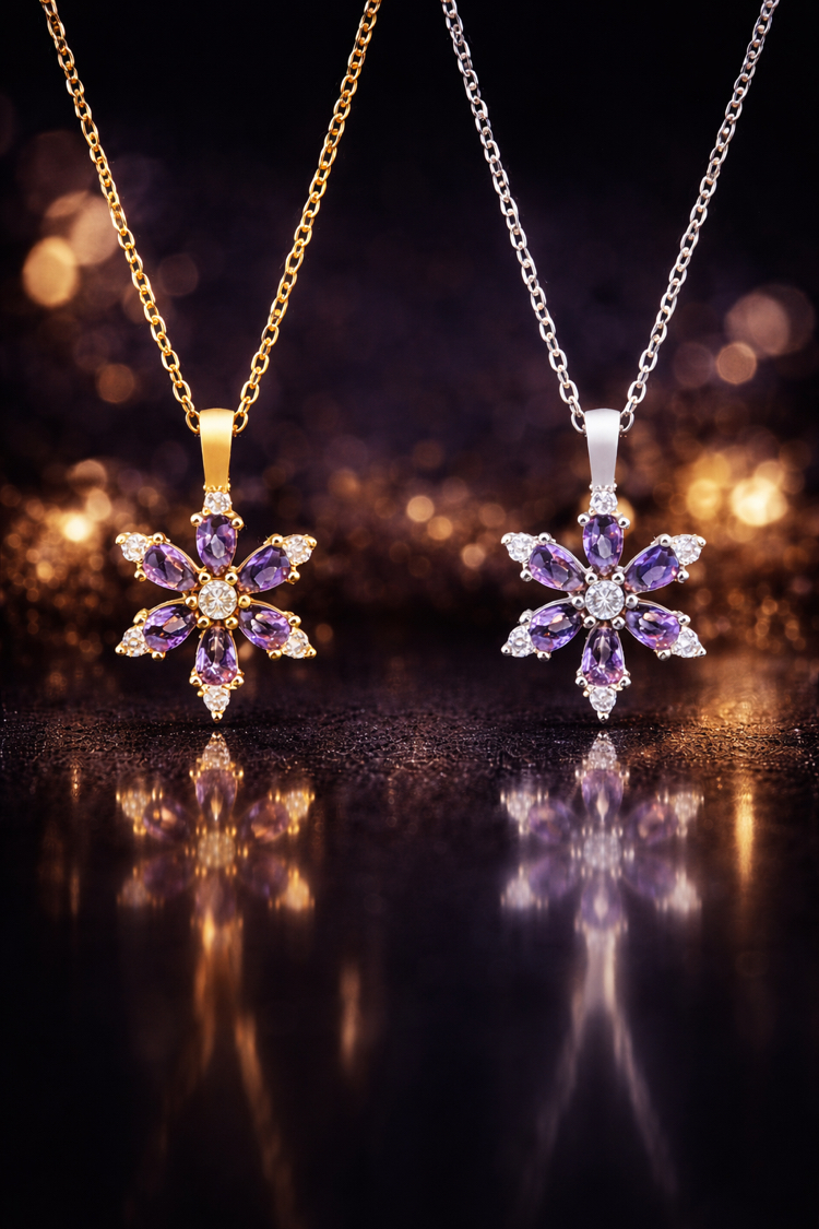 Lotus çiçeği çelik kolye gold & silver