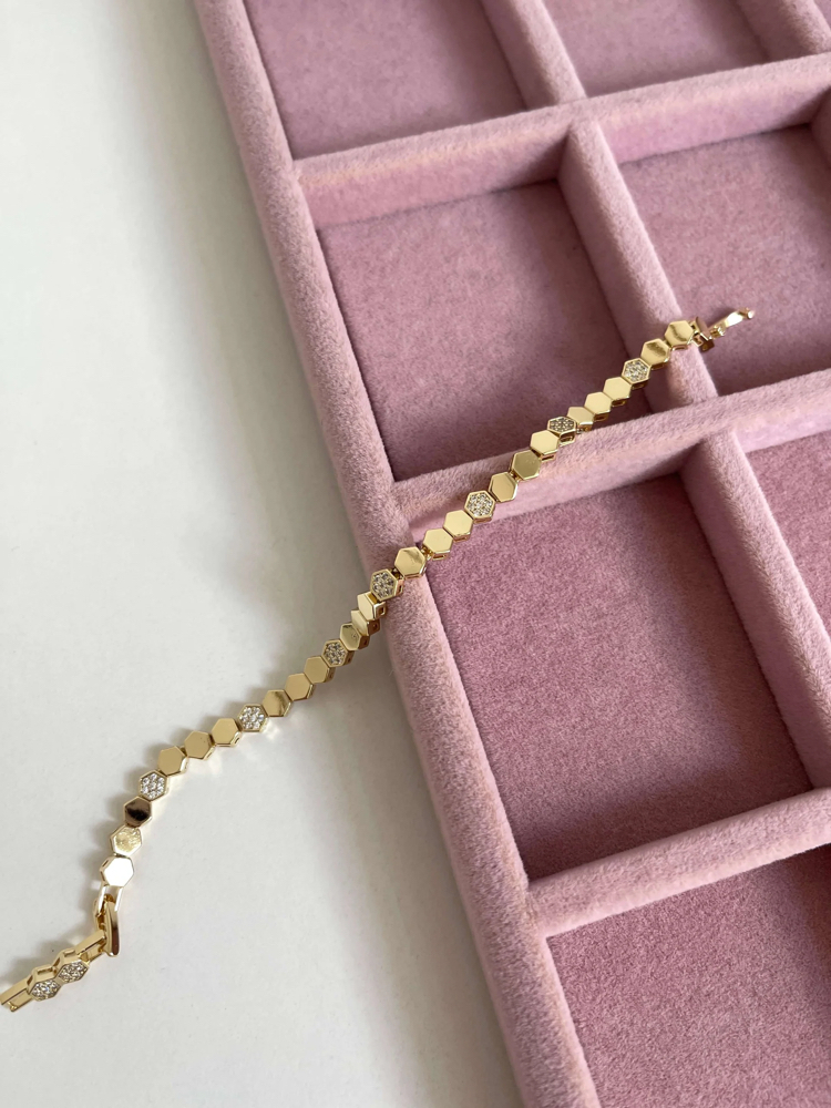 Gold Taşlı Petek Bileklik
