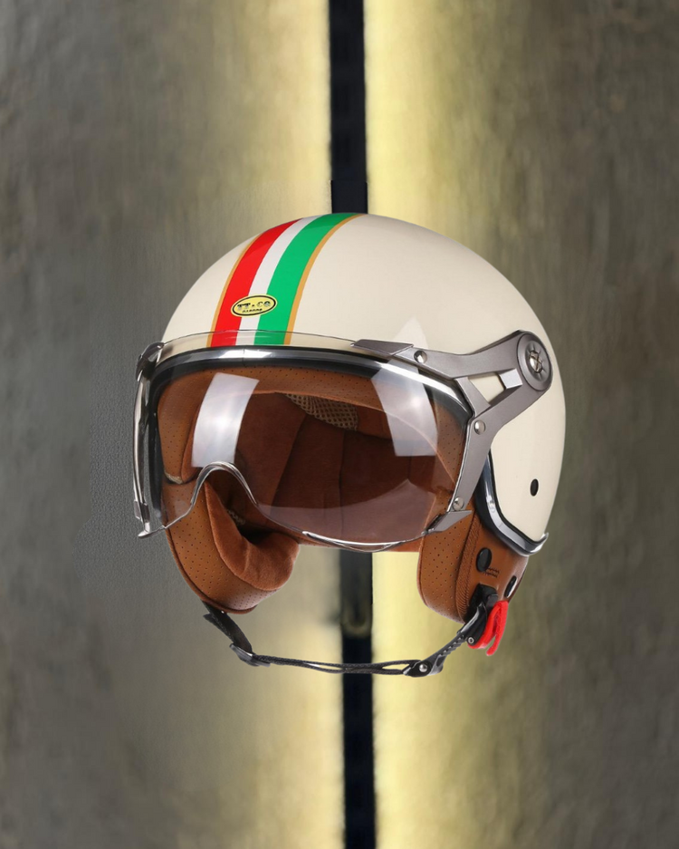 Retro Açık Kask İtalyan (Krem)