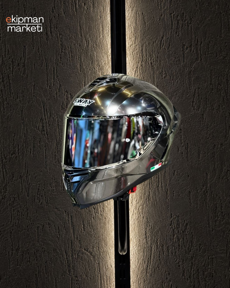 SWAY 867 Kask BULLET Silver Vizörlü İridyum Edition