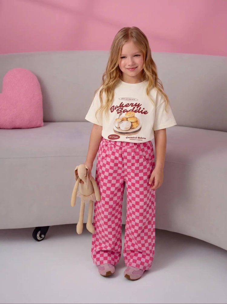 La’ciel Paris Pembe Damalı Balloon Jeans