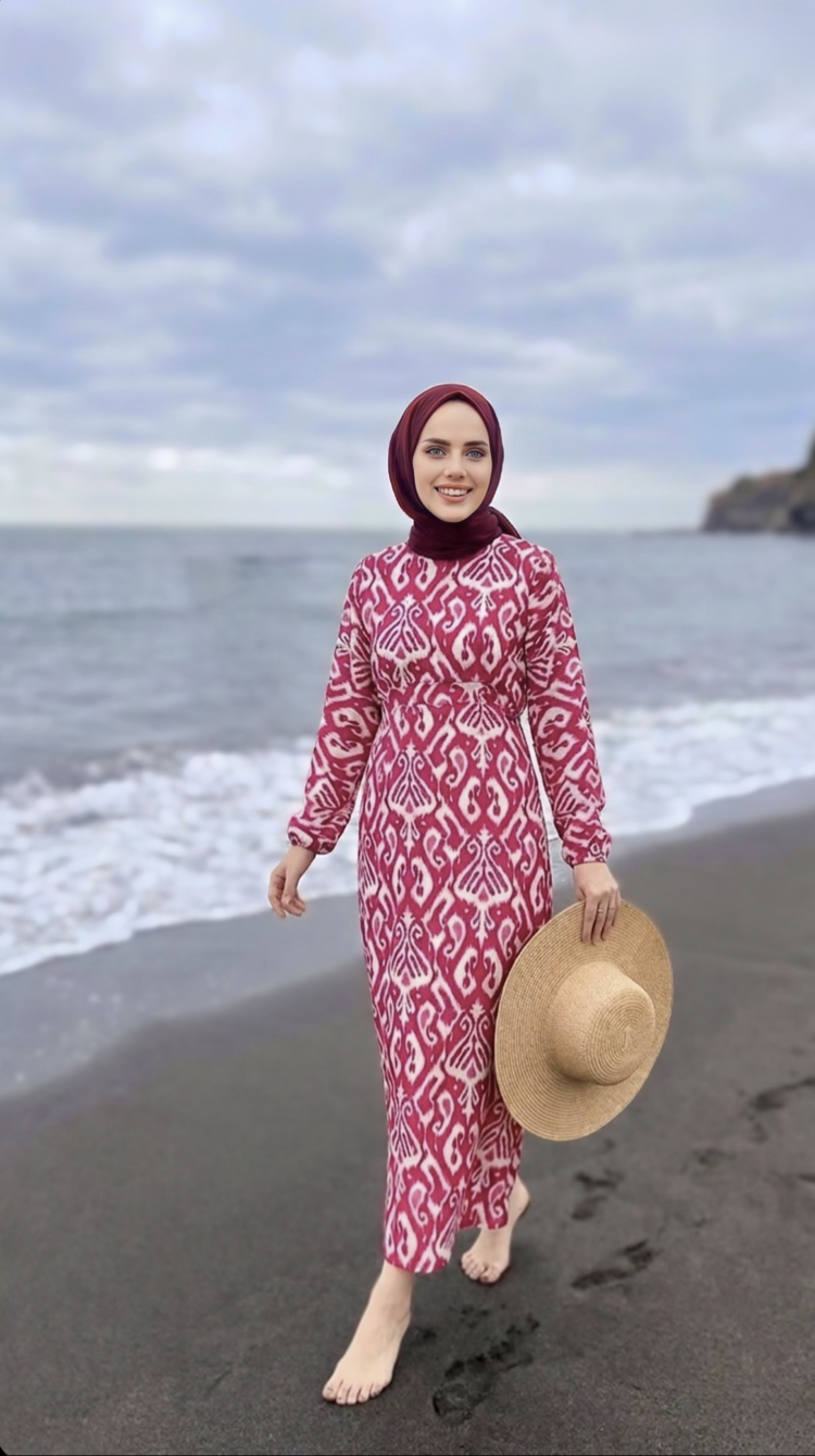 Fuşya Etnik Dress