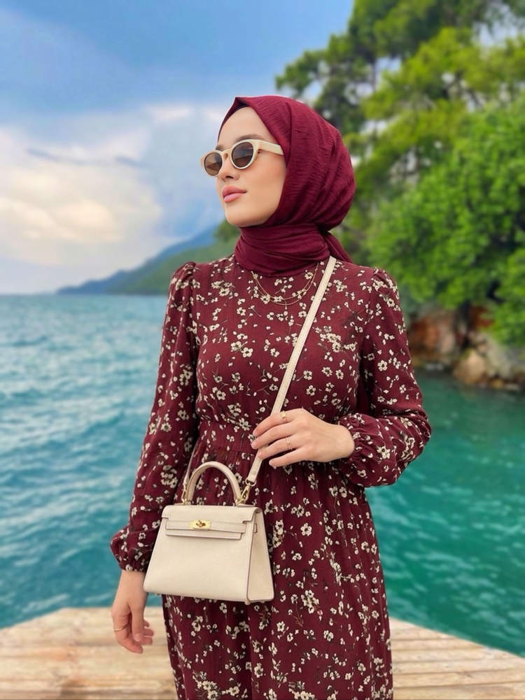 Bordo Çıtır Dress