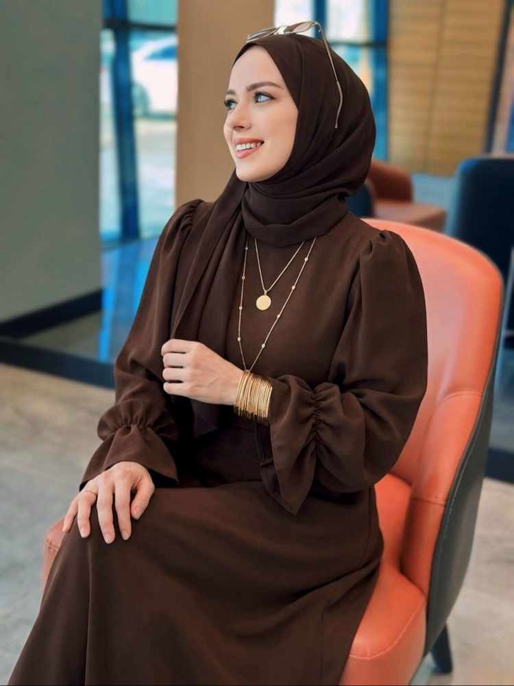 Kahve Abaya Elbise 