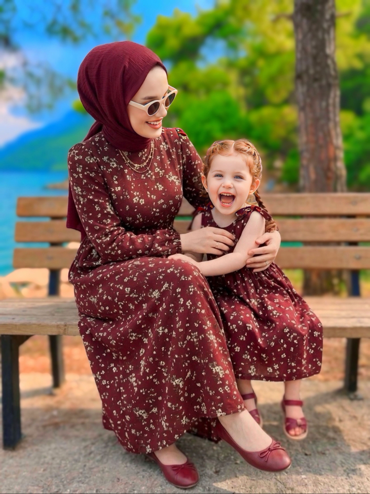 Bordo Çıtır Anne & Kız Kombin