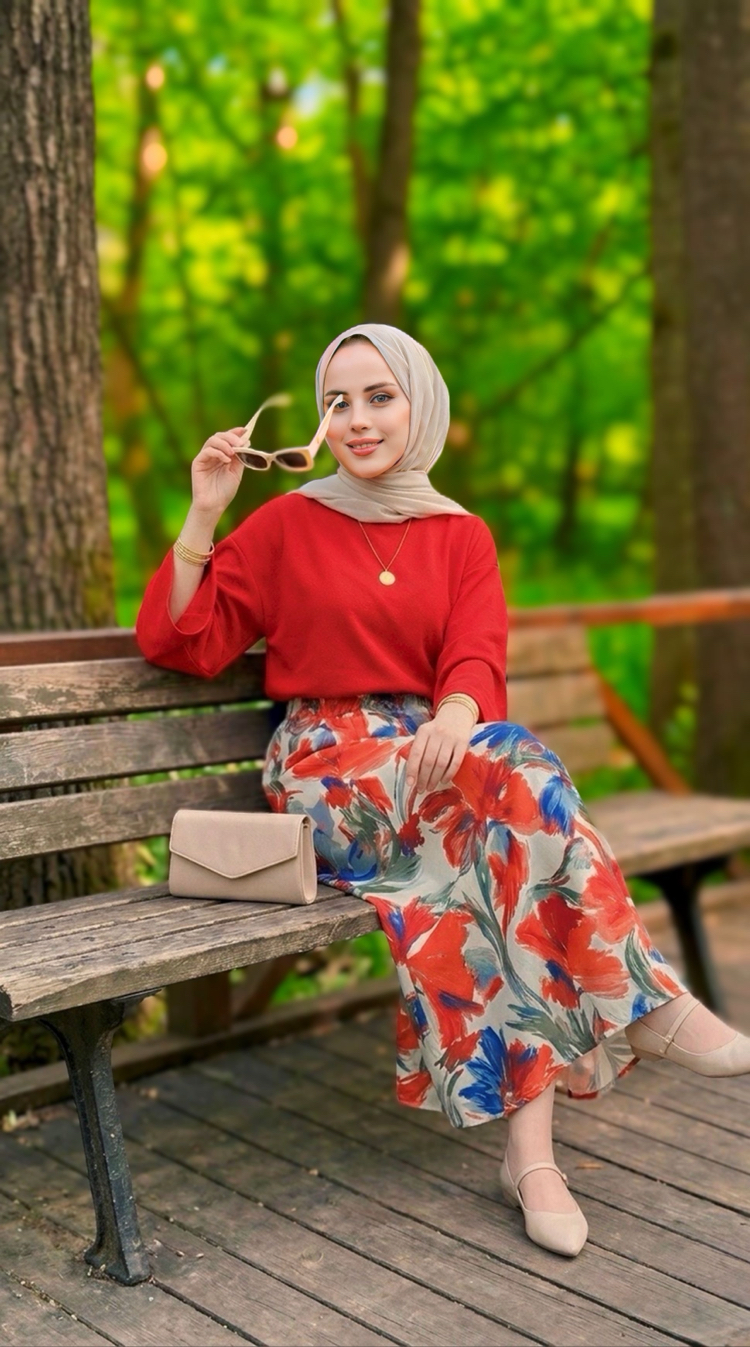 Nar Çiçeği Etek & Bluz Takım