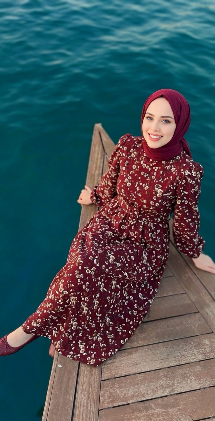 Bordo Çıtır Dress