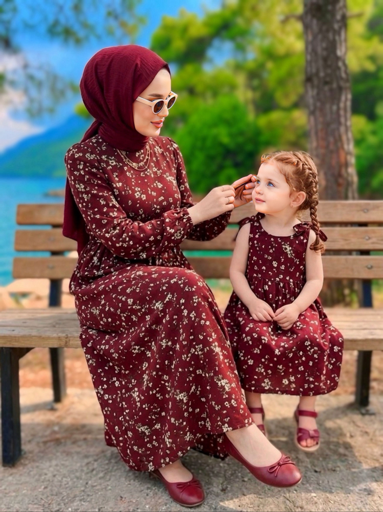 Bordo Çıtır Anne & Kız Kombin