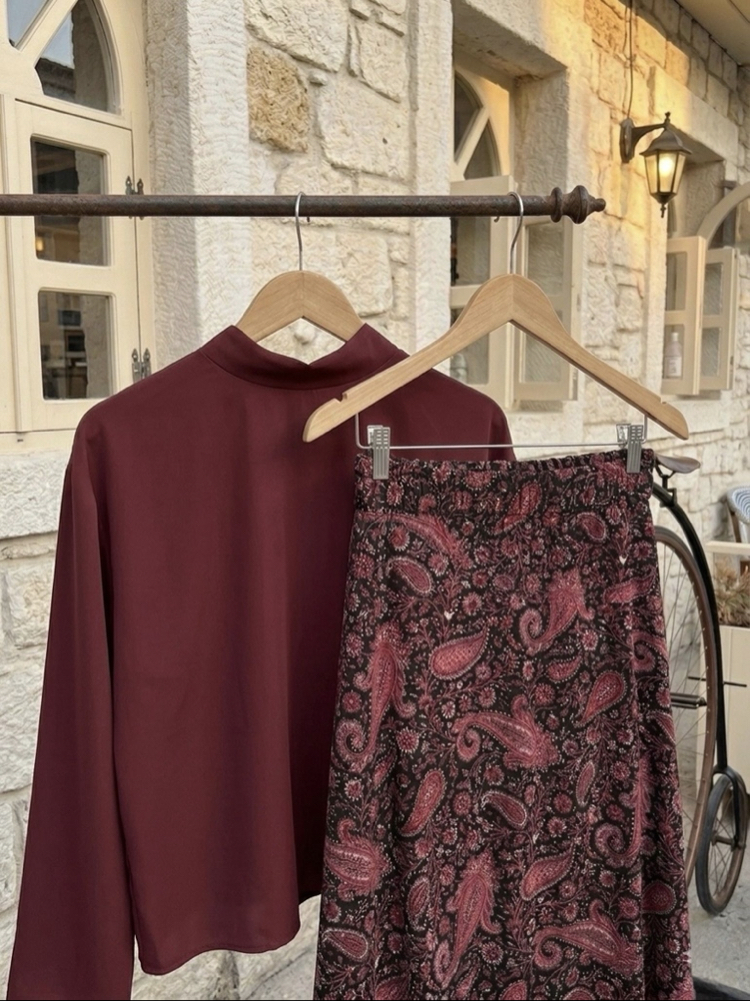 Bordo Efsun Etek & Bluz Takım 