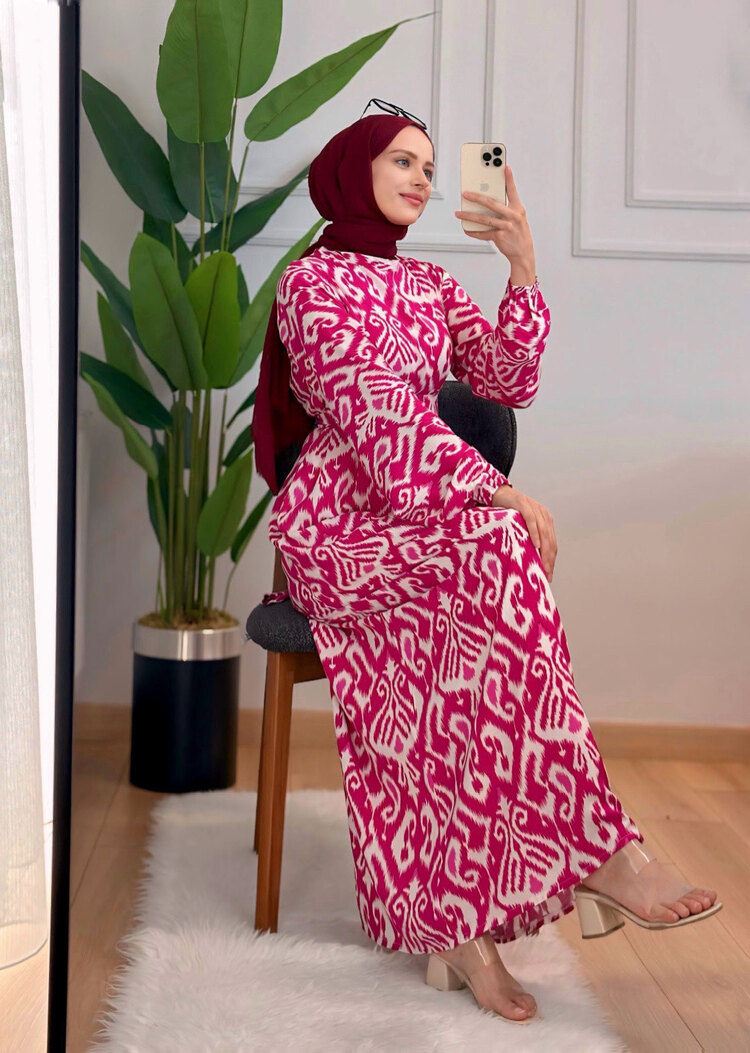 Fuşya Etnik Dress