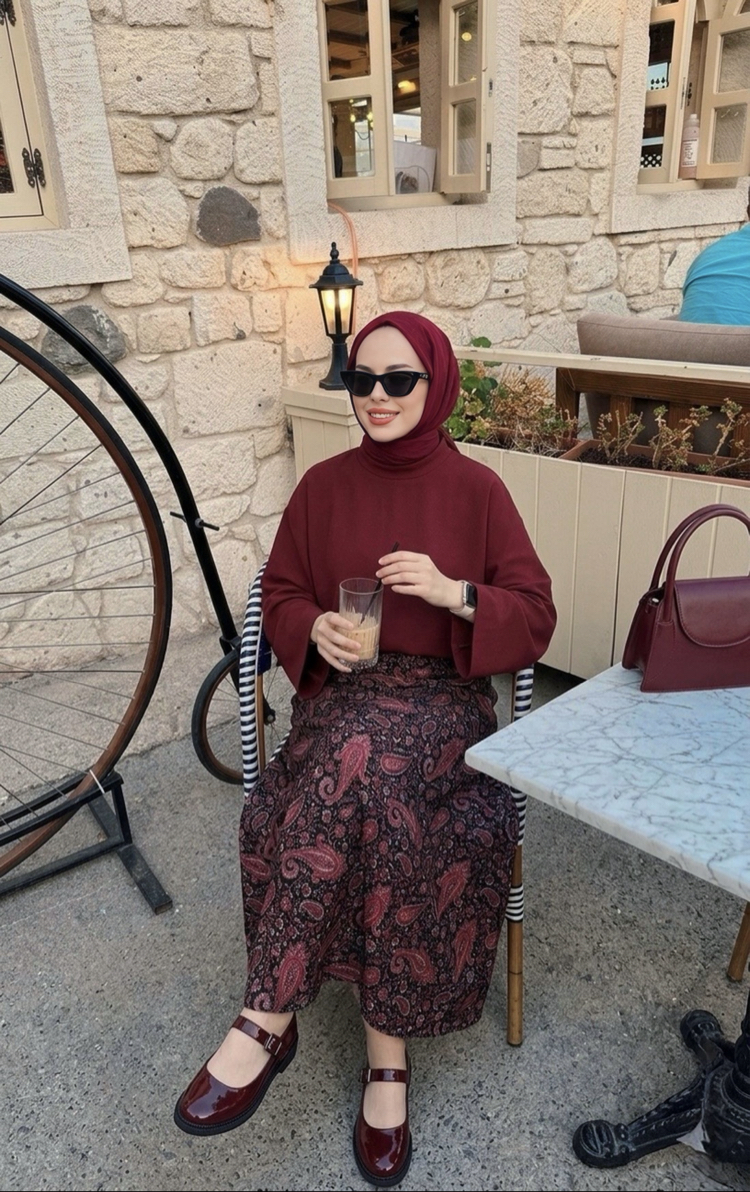 Bordo Efsun Etek & Bluz Takım 