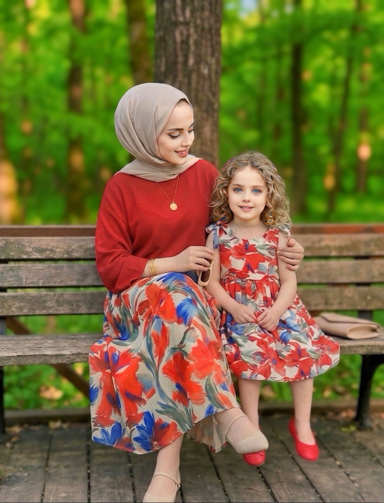 Nar Çiçeği Anne & Kız Kombin