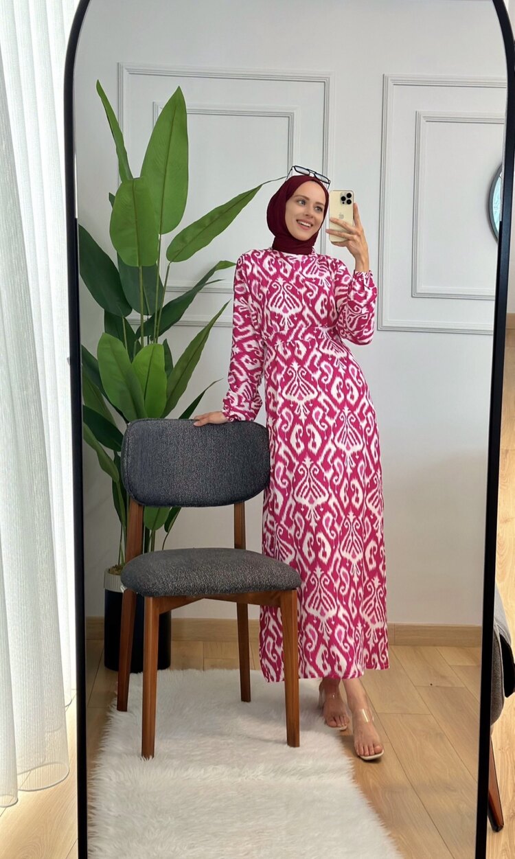 Fuşya Etnik Dress