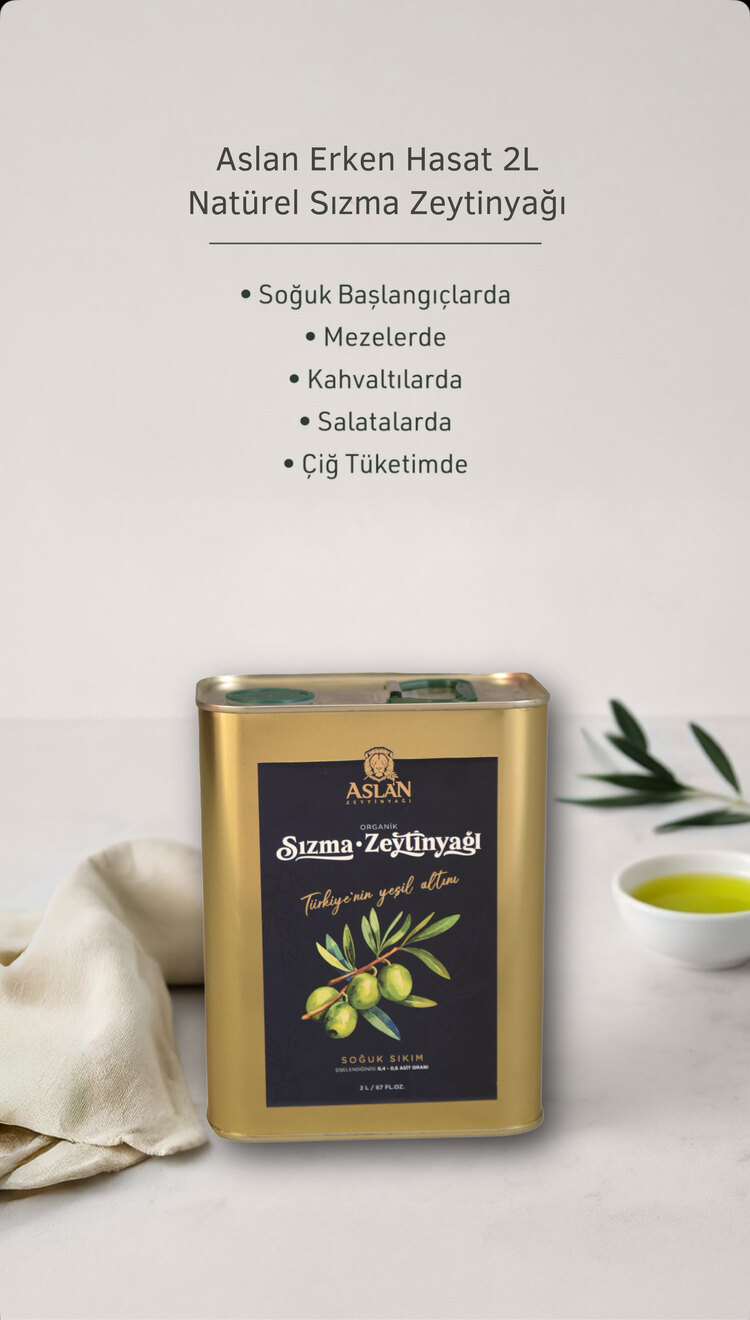 2 Lt Erken Hasat Soğuk Sıkım Natural Sızma Zeytinyağı