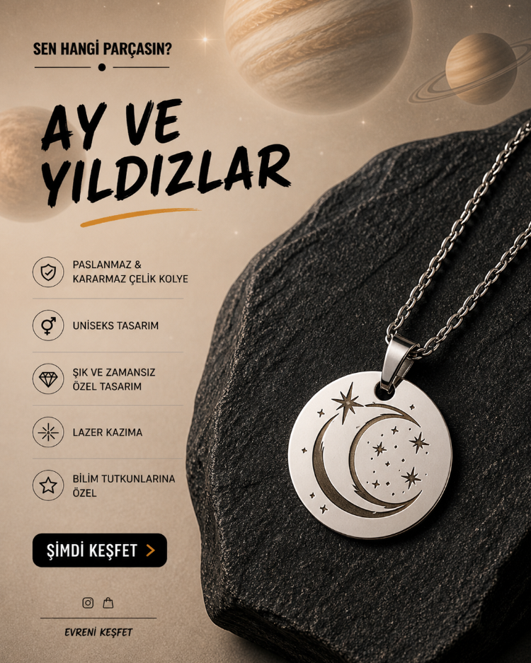Ay & Yıldız Çelik Kolye