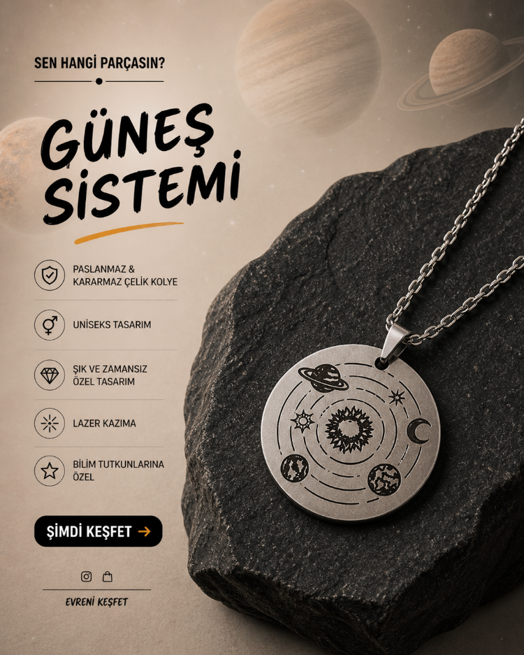 Güneş Sistemi Çelik Kolye