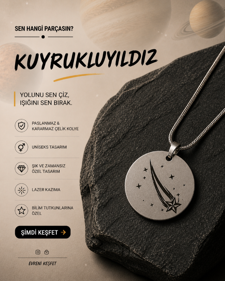 Kuyrukluyıldız Paslanmaz Çelik Kolye