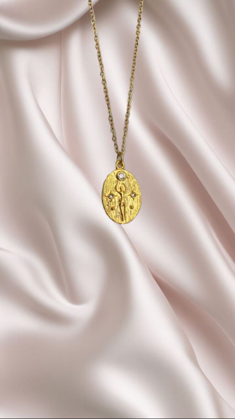 antik vintage çelik kolye gold