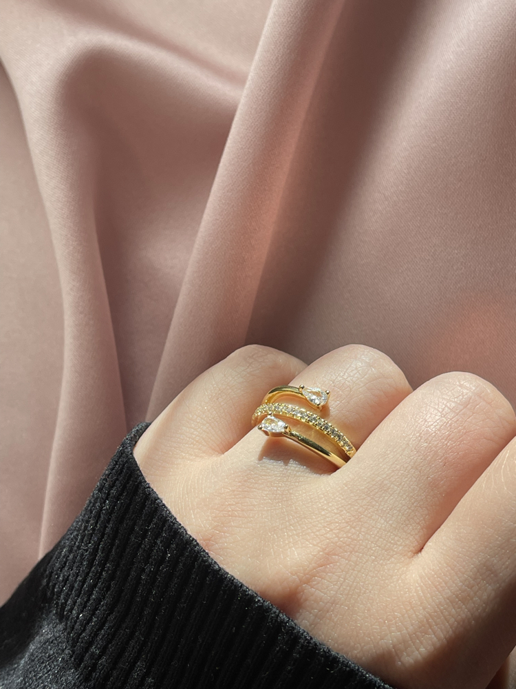Pırlanta Taşlı Yüzük Gold (Ayarlamalı) | Reiki istiyorsanız opsiyonlardan seçmelisiniz