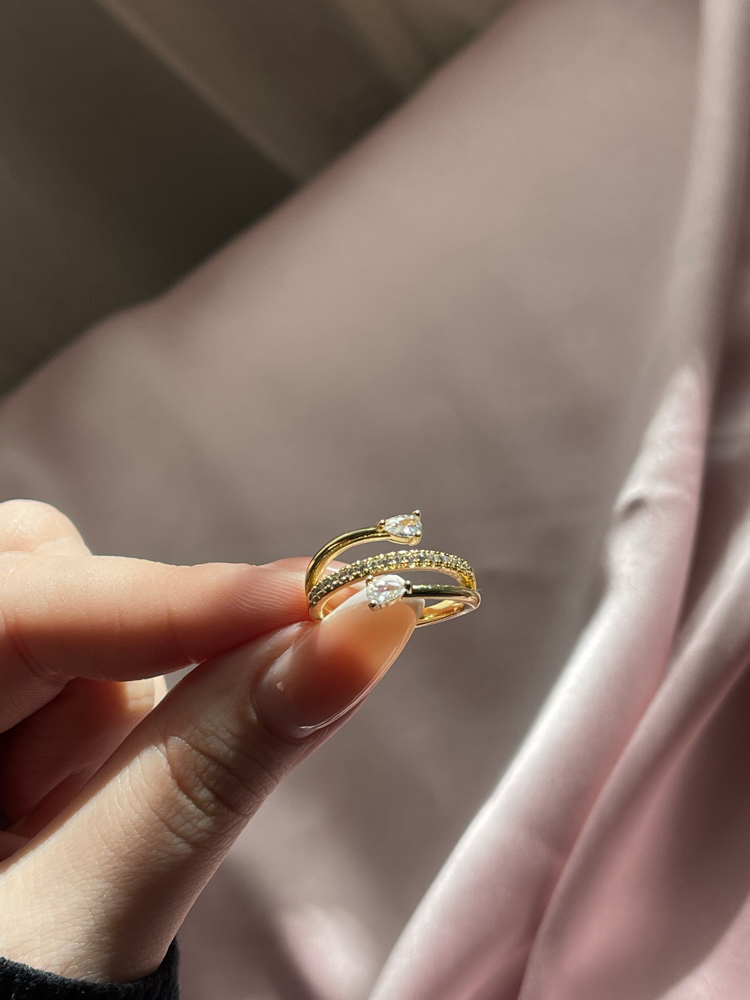 Pırlanta Taşlı Yüzük Gold (Ayarlamalı) | Reiki istiyorsanız opsiyonlardan seçmelisiniz
