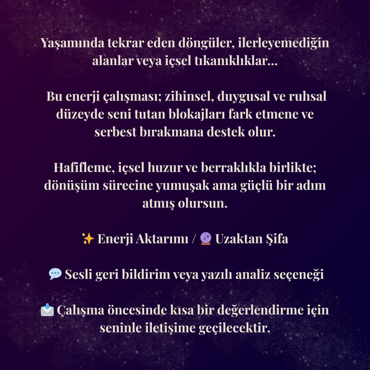 Enerji Çalışması - Blokajların Serbest Bırakılması