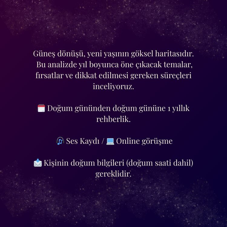 Güneş Dönüş (Solar Return) Haritası Danışmanlığı