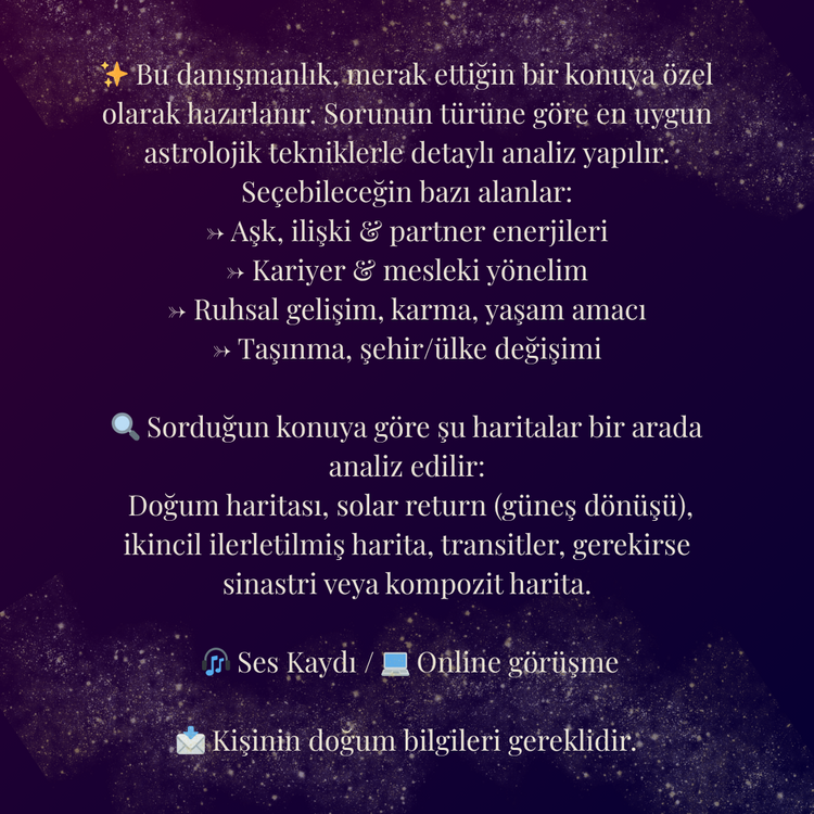 Alan Bazlı Astrolojik Danışmanlık